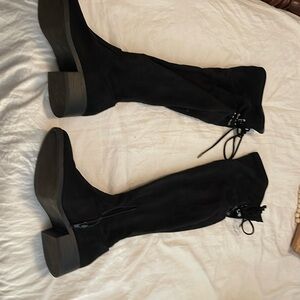 Black suede sexy boots flats worn twice